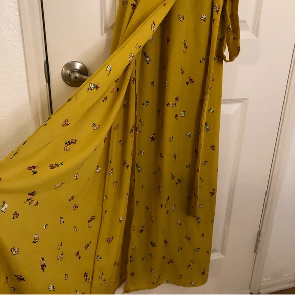 Bella Ella Golden horizon Mustard Yellow floral wrap maxi Dress Gorgeous Sz M - Picture 7 of 15